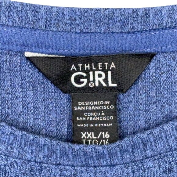 Athleta Girl Sweater Top Size XXL 16 2XL Blue Up For The Challenge Long Sleeve - Picture 4 of 9